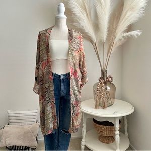 Brown Printed Kimono